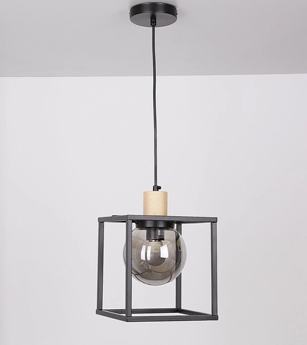 Lampa wisząca Retro 2 czarny 1x40W E27  klosz dymiony