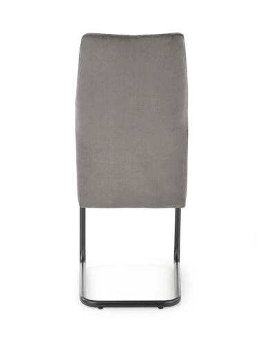 Krzesło do jadalni Celine Intesi tapicerowane welur szare nowoczesne na czarnych płozach