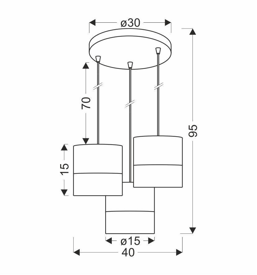 Lampa wisząca Bianco nowoczesna biała z orzechem 3-punktowa do salonu i jadalni