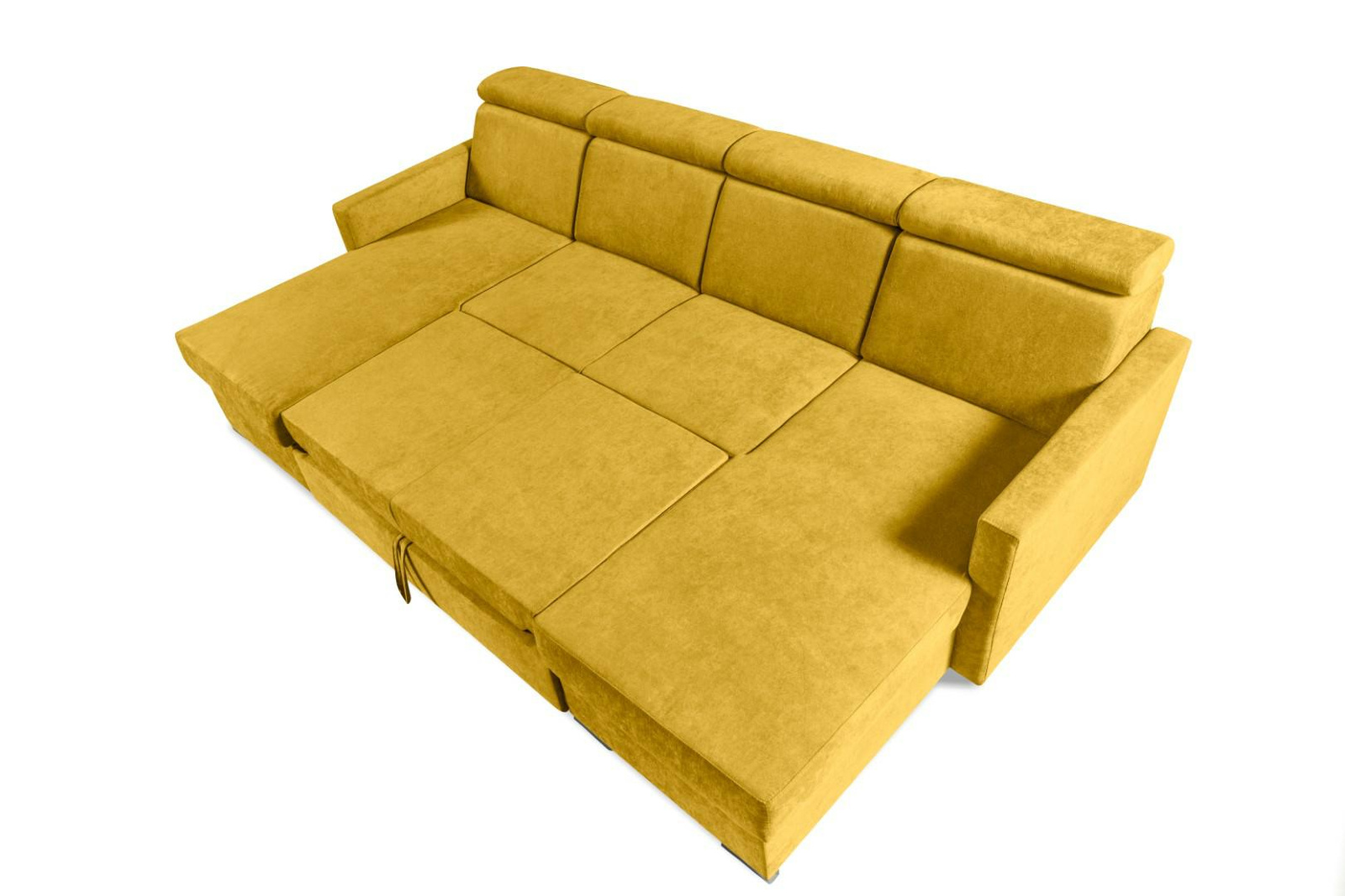 Narożnik Mils U z funkcją spania musztardowy tkanina Soro 40