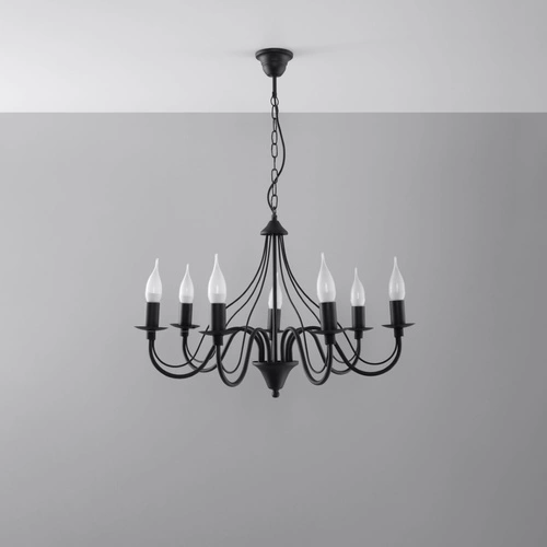 Żyrandol nowoczesny Minerwa 7 czarny metalowy do salonu i jadalni Sollux Lighting