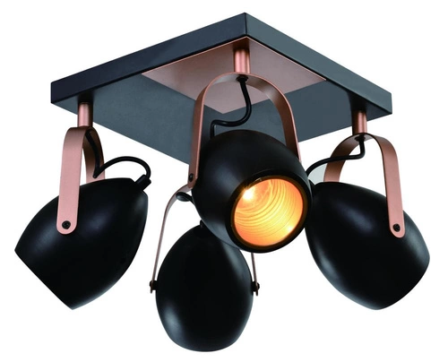 Lampa sufitowa Anica plafon czarny 4x40W  E14 odbłyśnik złoty