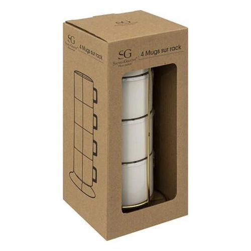 Stojak z 4 filiżankami Arya 170 ml białe