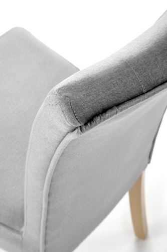 Krzesło tapicerowane welurowe Xsavier Intesi do jadalni i salonu szare z drewnianymi nogami
