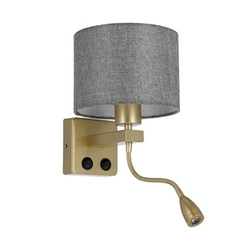 Kinkiet Polo lampa złoty 1x40W E27 + 2W LED abażur okrągły szary