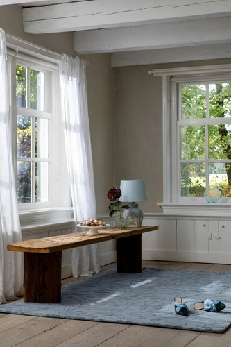 Dywan do salonu wełniany Cleavers Seaspray 140x200 nowoczesny niebieski ręcznie tkany