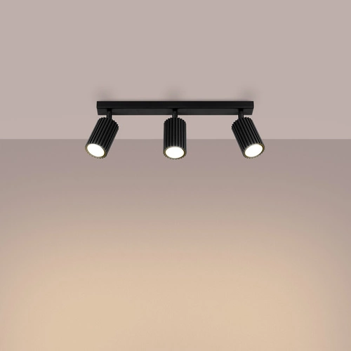 Plafon sufitowy KARBON 3L czarny minimalistyczny ruchomy do salonu i sypialni SOLLUX