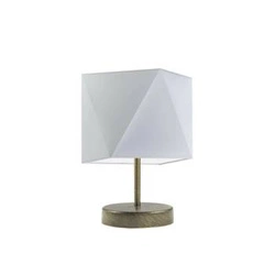 Lampka nocna do sypialni nowoczesna PASADENA LYSNE z abażurem szarym i stelażem stare złoto