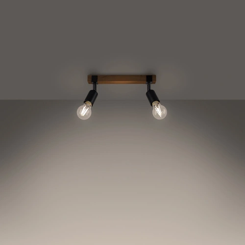 Plafon sufitowy ZUCA 2 czarny z drewnem nowoczesny do salonu regulowany SOLLUX LIGHTING