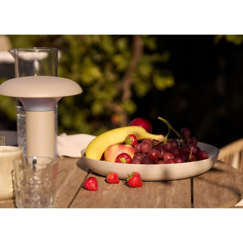 Okrągła taca dekoracyjna metalowa beżowa 30 cm House Nordic do serwowania