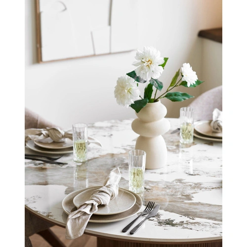 Zestaw talerzy obiadowych Viola 27 cm beżowy ceramiczny do jadalni