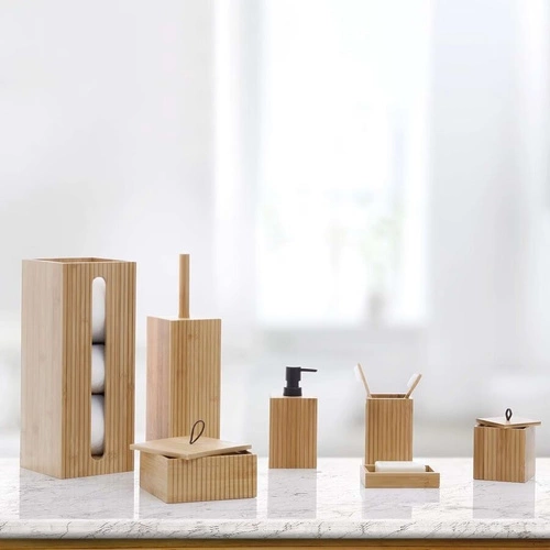 Mydelniczka bambusowa Terre Inconnue do łazienki, prostokątna, naturalna, 5five