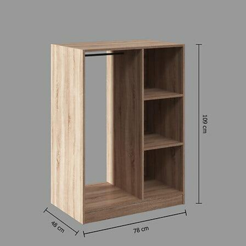 Regał garderobiany Mix n`Modul skandynawski z półkami i drążkiem na ubrania naturalny 109 cm