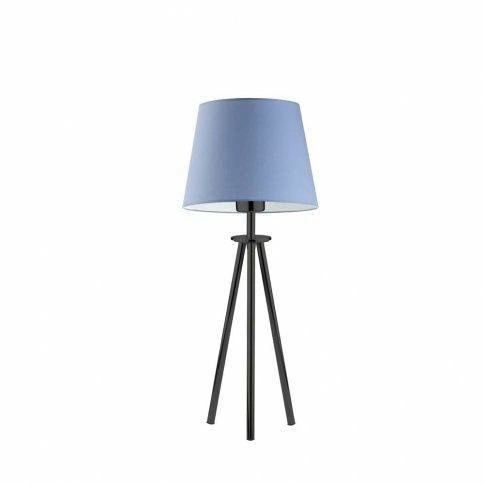 Lampka nocna do sypialni BERGEN niebieska nowoczesna z abażurem na czarnym stelażu LYSNE