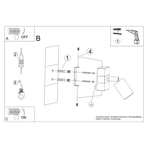 Kinkiet ścienny FAGER 1 czarny nowoczesny z regulacją do salonu i sypialni SOLLUX