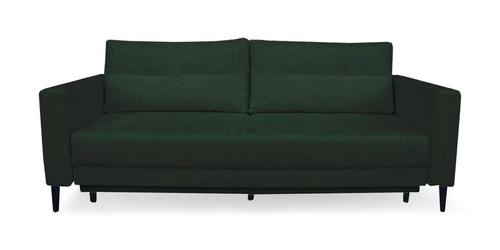 Sofa rozkładana 3 osobowa Lara z funkcją spania do salonu zielona welurowa z pojemnikiem