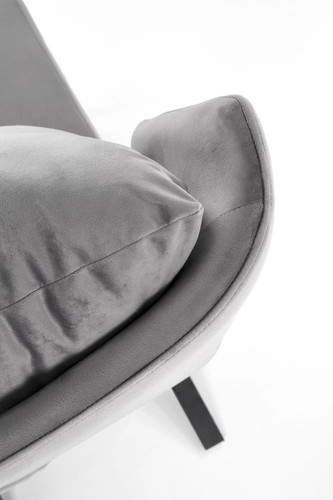 Fotel wypoczynkowy Varis szary welur skandynawski do salonu Intesi elegancki i komfortowy