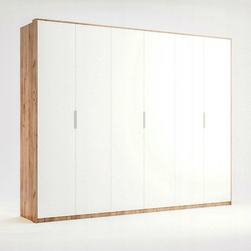 Szafa przesuwna Tissa 275 cm nowoczesna biała z połyskiem dąb craft do sypialni