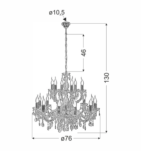 Żyrandol kryształowy Maria Teresa złoty 18-punktowy do salonu i sypialni regulowany