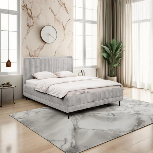 Łóżko tapicerowane Foggy 180x200 szare z pojemnikiem i stelażem do sypialni