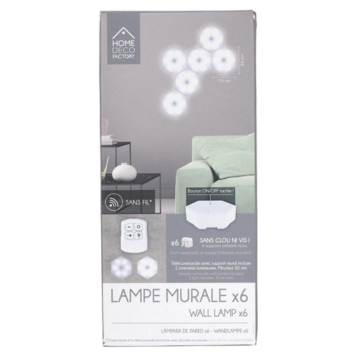 Zestaw 6 lampek ściennych Hexagonal