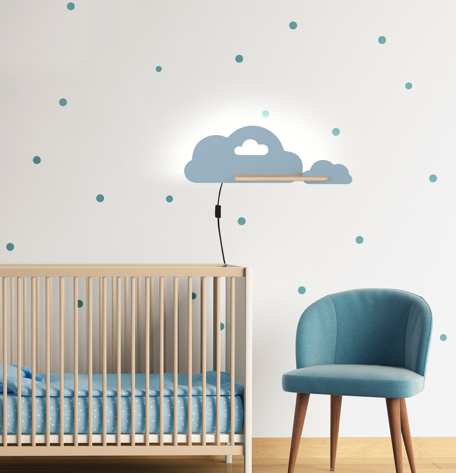 Kinkiet Cloud lampa 5W LED 4000K iq kids z przew niebieski