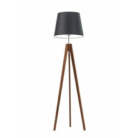 Lampa podłogowa ARUBA abażur czarny stelaż mahoniowy