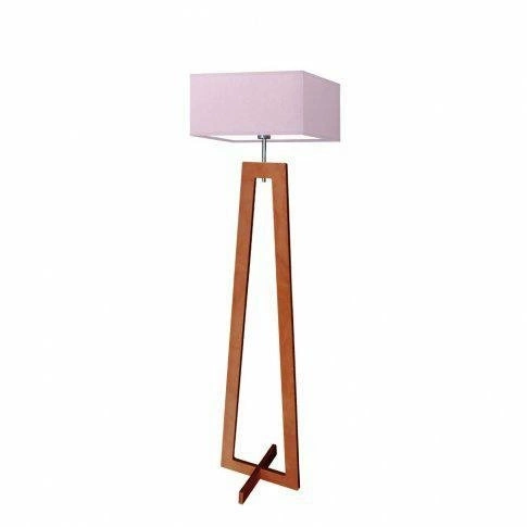 Lampa podłogowa JAWA Lysne nowoczesna fioletowa z abażurem drewniana do salonu 138 cm