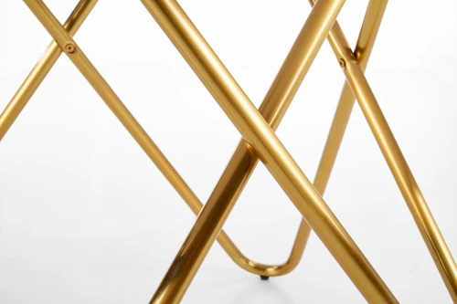 Stół okrągły do jadalni Cristallo 120 cm nowoczesny popielaty marmur glamour złote nogi