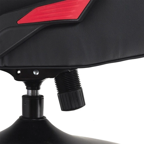 Fotel gamingowy Bemix czarno-czerwony skórzany obrotowy z regulowanymi podłokietnikami do biurka