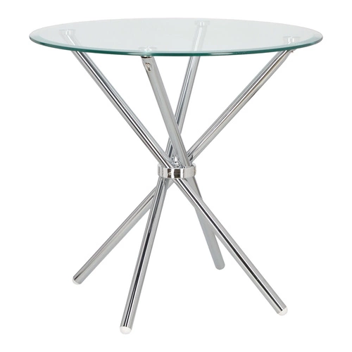 Stół okrągły szklany Ufo 90 cm transparentny nowoczesny do jadalni i salonu chrom Intesi