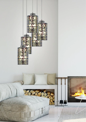 Lampa wisząca Nocturno talerz 5x40W E27  chrom