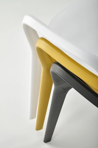 Krzesło Nadine białe do jadalni i ogrodu z tworzywa, nowoczesne, sztaplowane, z podłokietnikami