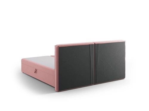 Łóżko tapicerowane Jodie różowe welurowe 180x200 z pojemnikiem do sypialni glamour