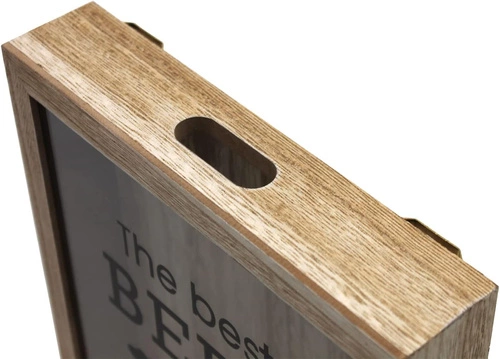 Drewniana dekoracja ścienna Corky II Intesi naturalna skrzynka na kapsle do salonu 30 cm