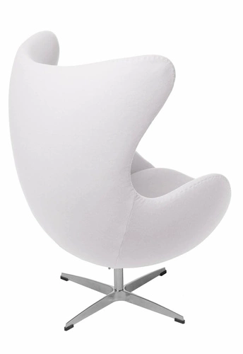 Fotel uszak Jajo Egg biały kaszmir obrotowy z funkcją bujania nowoczesny do salonu D2.DESIGN