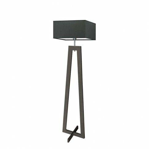 Lampa podłogowa JAWA grafitowa z abażurem, drewniana nowoczesna do salonu Lysne 138 cm