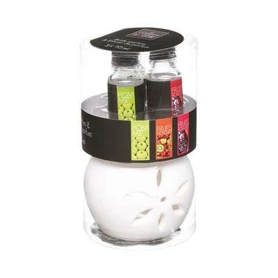 Ceramiczny kominek na olejki Atmosphera z 3 owocowymi olejkami zapachowymi do domu