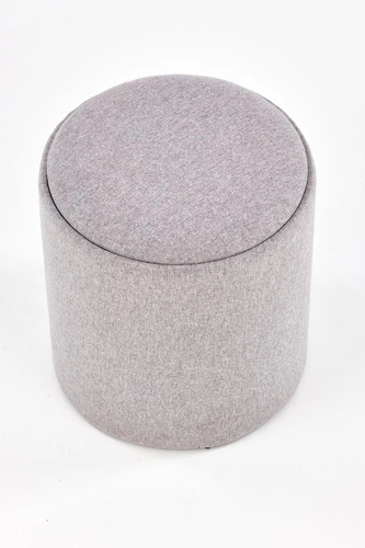 Zestaw 2 puf Valo szare okrągłe ze schowkiem do salonu i przedpokoju styl skandynawski