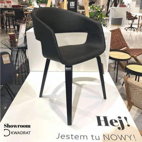 Krzesło tapicerowane Supernova Intesi czarne do jadalni nowoczesne z podłokietnikami łatwe czyszczenie
