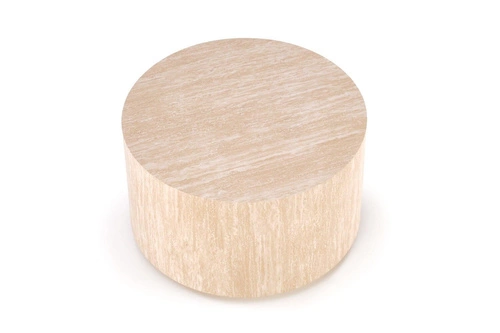 Stolik kawowy Travertino okrągły 60 cm nowoczesny drewniany do salonu beżowy Intesi