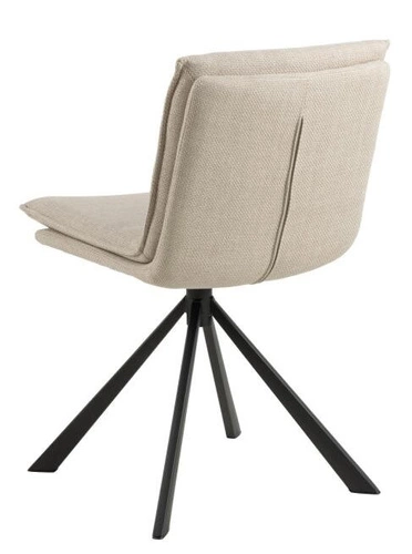 Krzesło tapicerowane Flynn beżowe obrotowe do jadalni i salonu nowoczesne na czarnych nogach