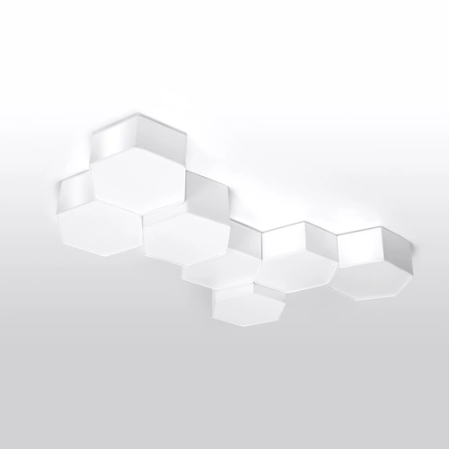 Plafon sufitowy biały SUNDE 13 nowoczesny heksagonalny do salonu, kuchni lub sypialni