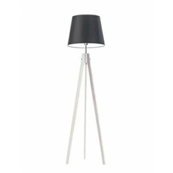 Lampa podłogowa drewniana ARUBA czarna z abażurem trójnóg do salonu i sypialni Lysne