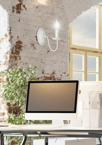 Kinkiet ścienny Bellagio biały metalowy prowansalski do sypialni i salonu CANDELLUX LIGHTING