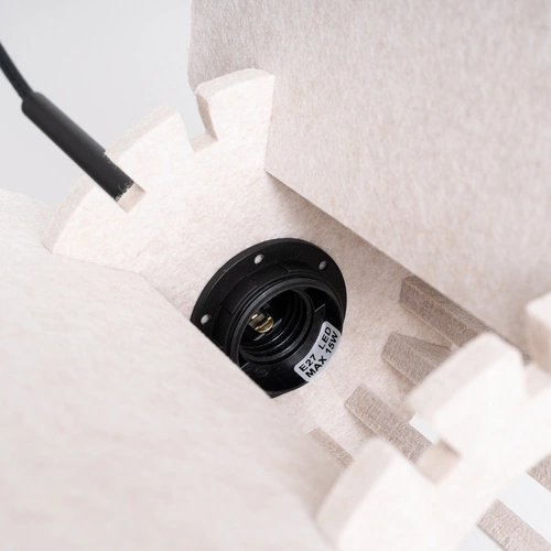 Nowoczesna lampa wisząca MULA 45 beżowa z filcu do salonu i jadalni 45 cm