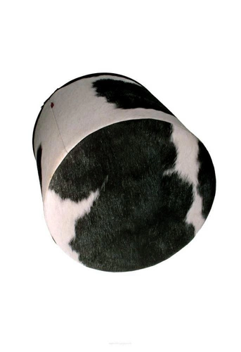 Pufa okrągła Farm Intesi nowoczesna czarno-biała do salonu i sypialni tapicerowana 40 cm