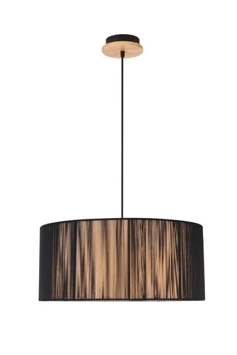 Lampa wisząca Kioto 3 czarna drewniana 45 cm nowoczesna do salonu i jadalni