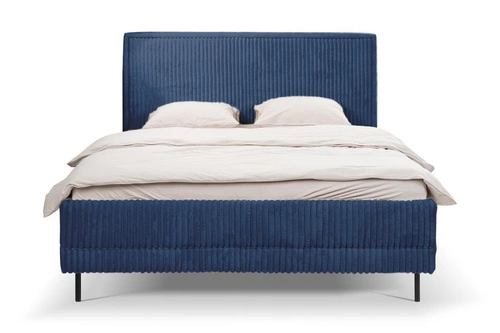 Łóżko tapicerowane Foggy 140x200 granatowe z pojemnikiem do sypialni nowoczesne