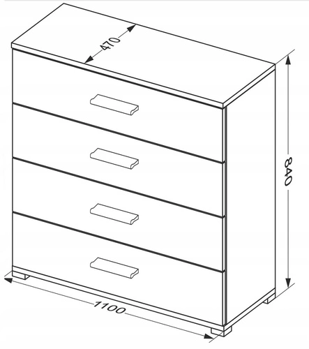 Komoda Della szara 4 szuflady nowoczesna na nóżkach do salonu i sypialni Intesi